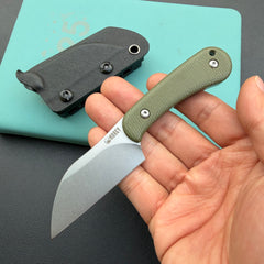 KU KNIVES KU412E Rockhopper Fixed Blade Green Micarta Fixed Knife