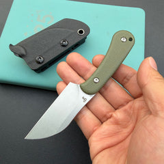 KU KNIVES KU412E Rockhopper Fixed Blade Green Micarta Fixed Knife