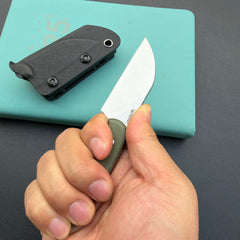 KU KNIVES KU412E Rockhopper Fixed Blade Green Micarta Fixed Knife