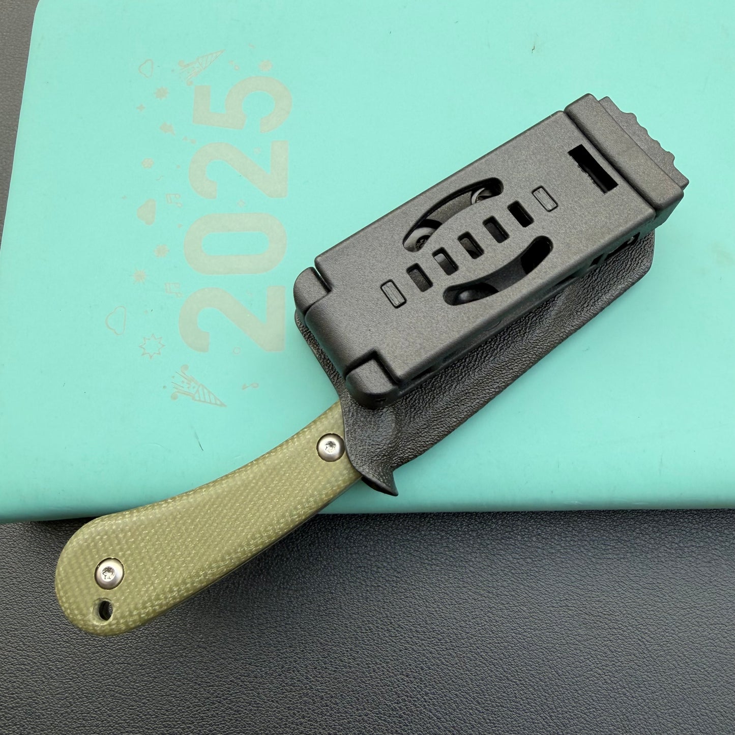 KUBEY KU412E Rockhopper Fixed Blade Green Micarta Fixed Knife