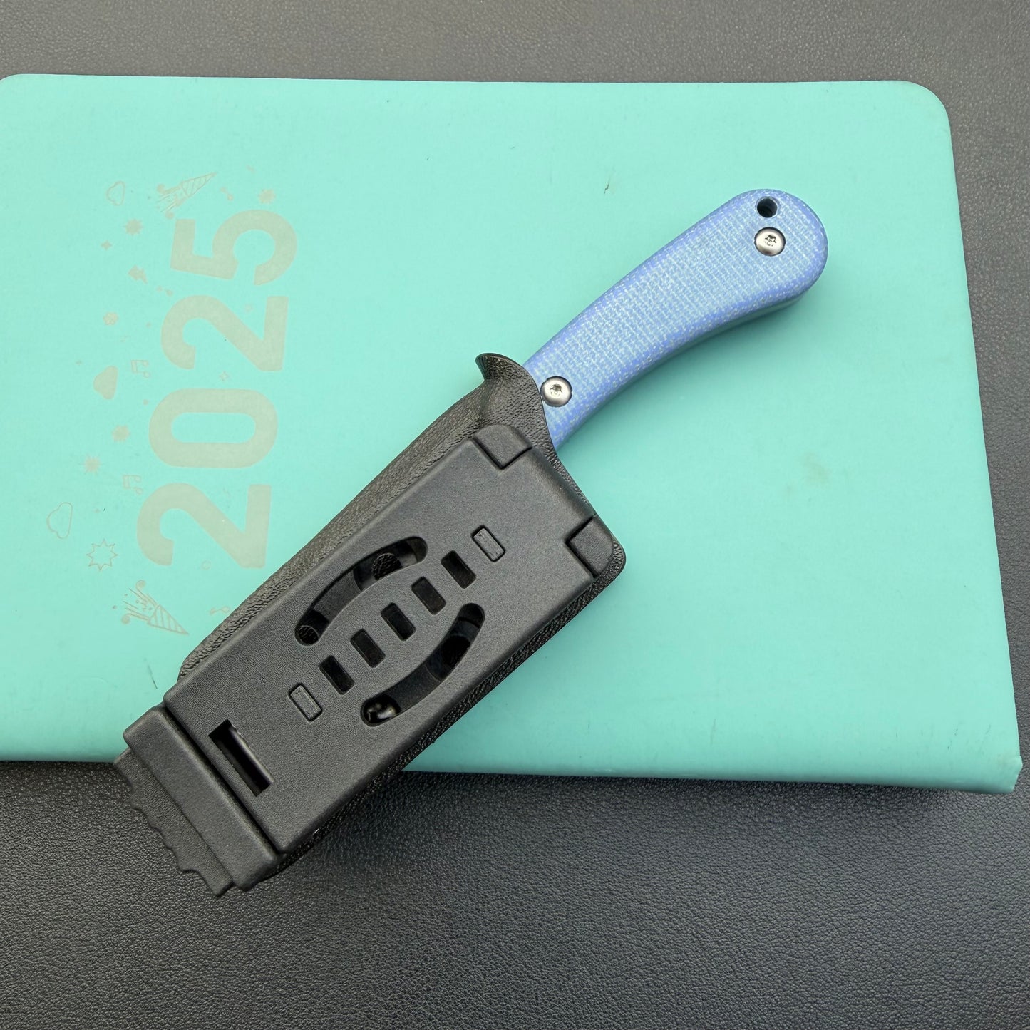 KUBEY KU412C Rockhopper Fixed Blade Blue Micarta Fixed Knife
