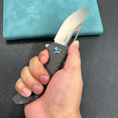 KUBEY KB368F Hyperion Frame Lock Tactical Knife Tiger Stripe Pattern Flamed 6AL4V Titanium Handle 3.5" Sandblast CPM-S35VN