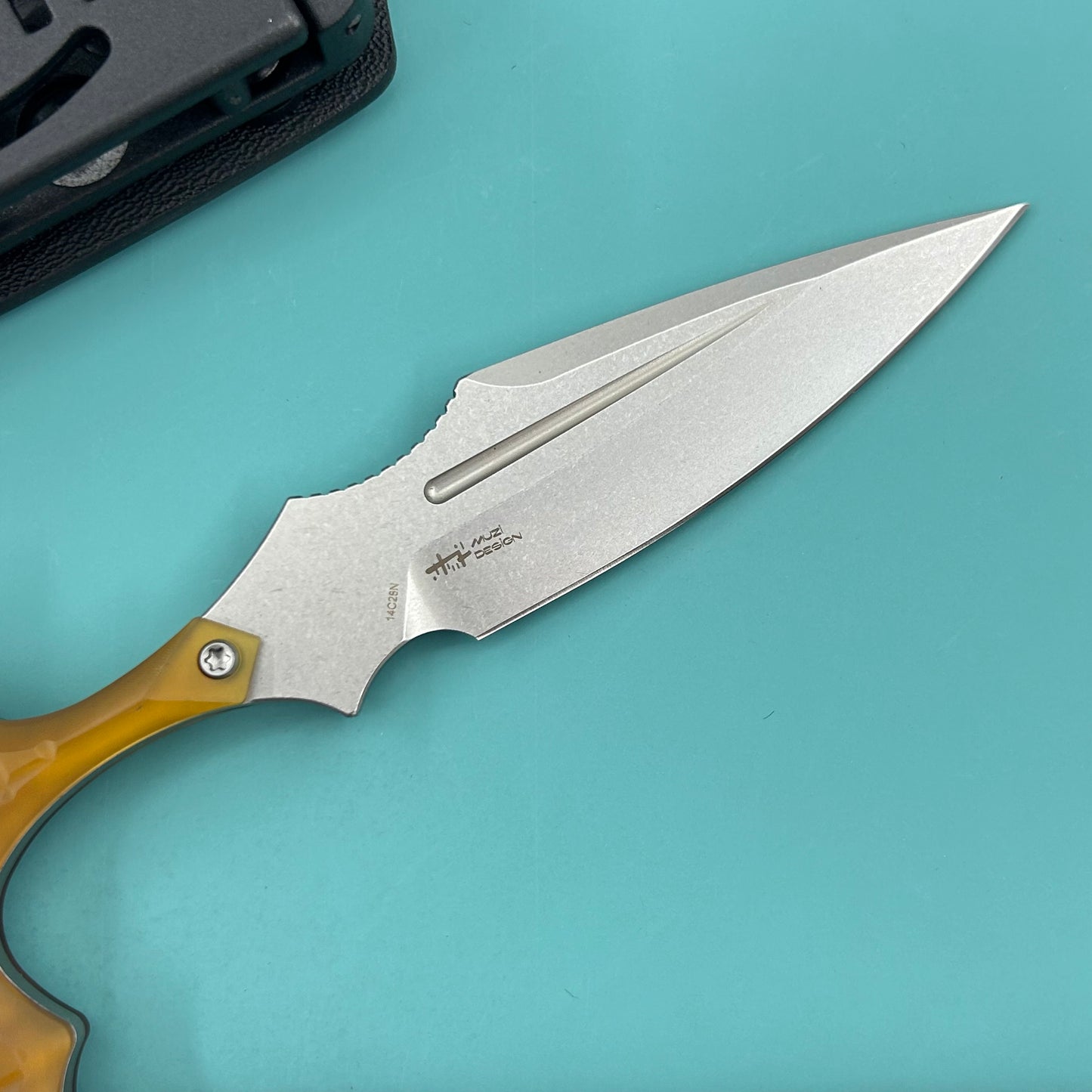 KUBEY knife KU242G Medusa Push Dagger Fixed Blade Outdoor Knives w/ Kydex Sheath Ultem Beadblast 14C28N Fixed Knives