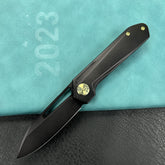 KUBEY KB321O Royal Frame Lock EDC Pocket Knife Black 6AL4V Titanium Handle 2.99" Black Coated M390