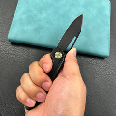 KUBEY KB321O Royal Frame Lock EDC Pocket Knife Black 6AL4V Titanium Handle 2.99" Black Coated M390