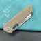 KUBEY KU328J Atlas Nest Liner Lock Folding Knife Tan G10 Handle 3.31" Satin 14C28N