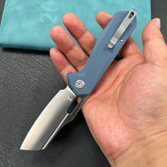 KUBEY KU328H Atlas Nest Liner Lock Folding Knife Denium Blue G10 Handle 3.31" Satin 14C28N