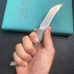 KB KNIVES KB387A Cyrus Folding Knife Grey Titanium Handle 3.46'' Beadblast M390 Folding Knife
