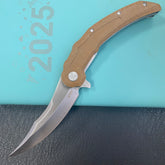 KU KNIVES KU346D Crest Pikal Linerlock Brown Micarta Folding Knife
