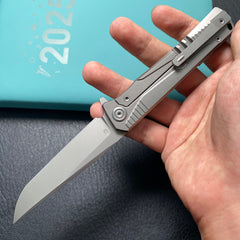 KB KNIVES KB429A Pyramid Folding Knife Gray Titanium Handle 3.54'' Beadblast M390