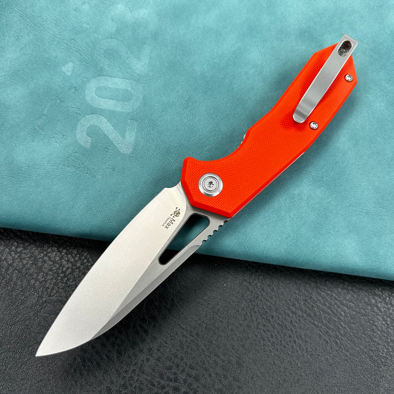 KUBEY KU291L Vagrant Liner Lock Folding Knife Orange G10 Handle  3.1" Sandblast  14C28N