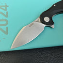 KUBEY KU236K Noble Flipper Folding Knife Black G10 Handle 3.15" Beadblast 14C28N