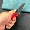KUBEY KU291K Vagrant Liner Lock Folding Knife Red G10 Handle  3.1" Blackwashed  14C28N
