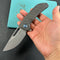 KUBEY KB368I Hyperion Frame Lock Flipper Knife Flame Titanium Handle w/ Micro Milling Lines 3.5" Sandblast CPM-S35VN