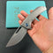 KUBEY KB368G Hyperion Frame Lock Flipper Knife Grey Titanium Handle w/ Micro Milling Lines 3.5" Sandblast CPM-S35VN