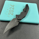 KUBEY KU181D Ceto Flipper Camping Folding Knife Black G-10 Handle 3.46" Blackwash 14C28N Blade