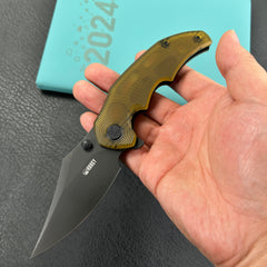 KUBEY KU181 Ceto Flipper Camping Folding Knife Ultem Handle 3.46" Blackwash 14C28N Blade