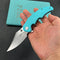 KUBEY  KU181B Ceto Flipper Camping Folding Knife Tiffany Blue G-10 Handle 3.46" Stonewash 14C28N Blade