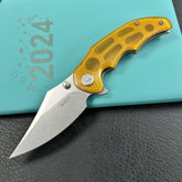 KUBEY KU181C Ceto Flipper Camping Folding Knife Ultem Handle 3.46" Stonewash 14C28N Blade