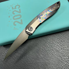 KB KNIVES KB406C Spike Folding Knife Regular DLC Titanium with Zircuti Inlay 3.11'' Regular DLC M390