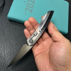 KB KNIVES KB406C Spike Folding Knife Regular DLC Titanium with Zircuti Inlay 3.11'' Regular DLC M390
