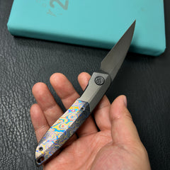KB KNIVES KB406C Spike Folding Knife Regular DLC Titanium with Zircuti Inlay 3.11'' Regular DLC M390