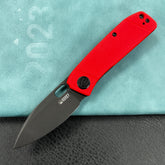 KUBEY KU2104F Hyde Liner Lock Folding Knife Red G10 Handle 2.95" Blackwash 14C28N