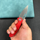 KUBEY KU122 Coeus Liner Lock Thumb Open Folding Knife Red G10 Handle 3.11" Bead Blasted D2
