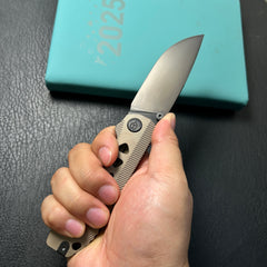 KB knives KB470B Zephyr Tactical Folding Knife Bronze Ano Integral Titanium Handle 4.65" Regular DLC M390