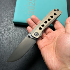 KB knives KB470B Zephyr Tactical Folding Knife Bronze Ano Integral Titanium Handle 4.65" Regular DLC M390