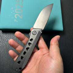 KB knives KB470C Zephyr Tactical Folding Knife Regular DLC Integral Titanium Handle 4.65" Regular DLC M390