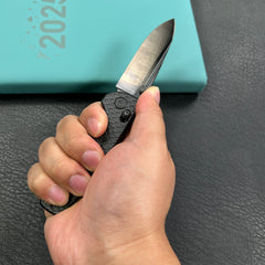 KUBEY KB383 DLC  Bluff Axis lock Folding Knife DLC Titanium Handle 3.19" Belt Satin DLC S35VN Blade