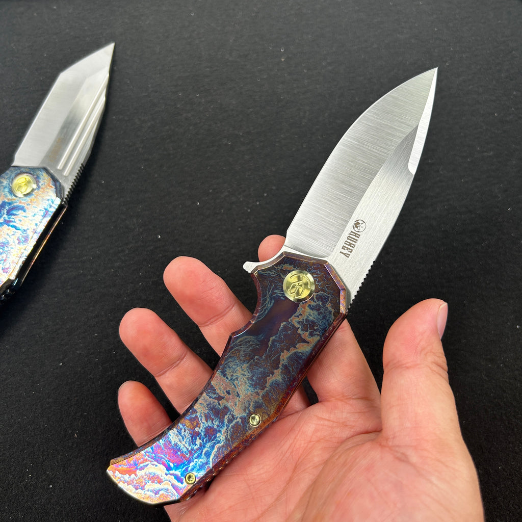 Folding Knife, Timascus Edc, Pocket Knife, Tanto Knive