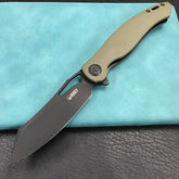 KUBEY KU239B Drake Liner Lock Folding Knife green G10 Handle 3.74''Dark Stonewashed AUS-10