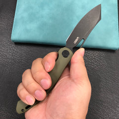 KUBEY KU239B Drake Liner Lock Folding Knife green G10 Handle 3.74''Dark Stonewashed AUS-10