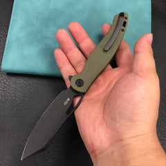 KUBEY KU239B Drake Liner Lock Folding Knife green G10 Handle 3.74''Dark Stonewashed AUS-10