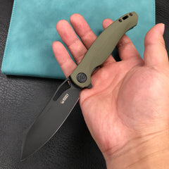 KUBEY KU239B Drake Liner Lock Folding Knife green G10 Handle 3.74''Dark Stonewashed AUS-10