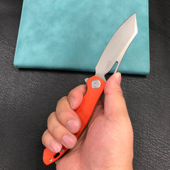 KUBEY KU239G Drake Liner Lock Folding Knife Orange G10 Handle 3.74'' Beadblasted AUS-10