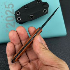 Kubey KNIVES KU450C YAG Fixed Blade Knife Brown Micarta Handle 2.4" Beadblast 14C28N Fixed KnifeFixed Knife