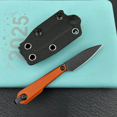 Kubey KNIVES KU452C YAG Fixed Blade Knife Brown Micarta Handle 2.44" Blackwash 14C28N Fixed Knife