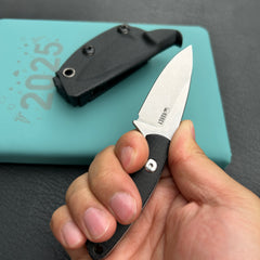 KUBEY KU411A Bloom Fixed Blade Knife Black Coarse Micarta Handle 2.60" Beadblast 14C28N Blade