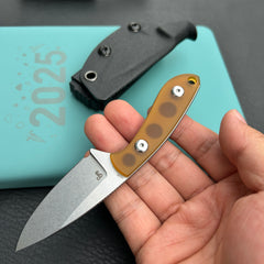 KUBEY  KU411C Bloom Fixed Blade Knife Ultem w/ Diagonal Milling Handle 2.60" Beadblast 14C28N Blade