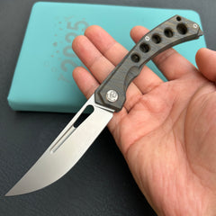 KB Knives KB170B Ishtar Frame Lock Pocket Folding Knife Flame Ti Hanlde 3.54'' Sandblast M390