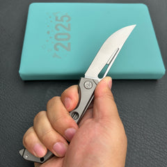 KB Knives KB170A Ishtar Frame Lock Pocket Folding Knife Gray Ti Hanlde 3.54'' Sandblast M390