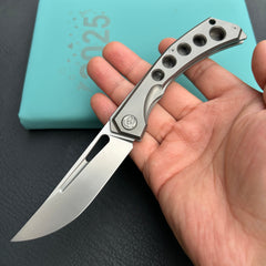KB Knives KB170A Ishtar Frame Lock Pocket Folding Knife Gray Ti Hanlde 3.54'' Sandblast M390