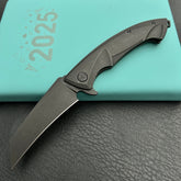 KB Knives KB153C Anteater Frame Lock Pocket Folding Knife Blackwash  Ti Handle 3.43'' Blackwash M390