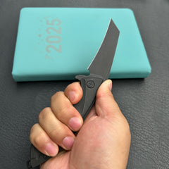 KB Knives KB153C Anteater Frame Lock Pocket Folding Knife Blackwash  Ti Handle 3.43'' Blackwash M390