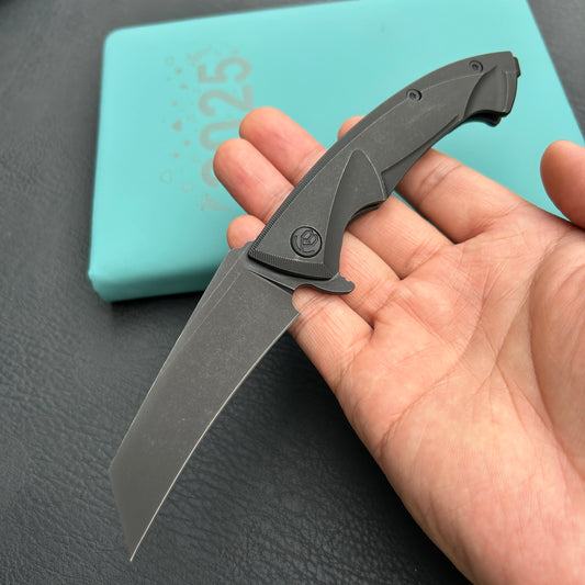 KB Knives KB153C Anteater Frame Lock Pocket Folding Knife Blackwash Ti Handle 3.43'' Blackwash M390
