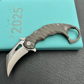 KB Knives KB271B Wrath Frame Lock Karambit  Tiger Stripe Pattern Flamed Ti Handle w/ Diagonal Milling 2.52'' Beadblast M390
