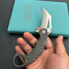 KB Knives KB271B Wrath Frame Lock Karambit  Tiger Stripe Pattern Flamed Ti Handle w/ Diagonal Milling 2.52'' Beadblast M390